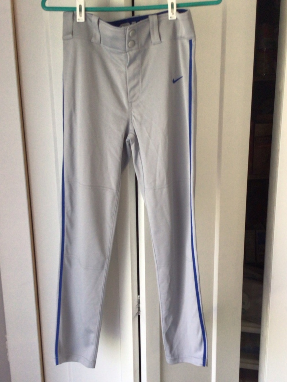 Nike Gray Baseball Pants with Blue Piping with bonus sliding shorts Youth Large